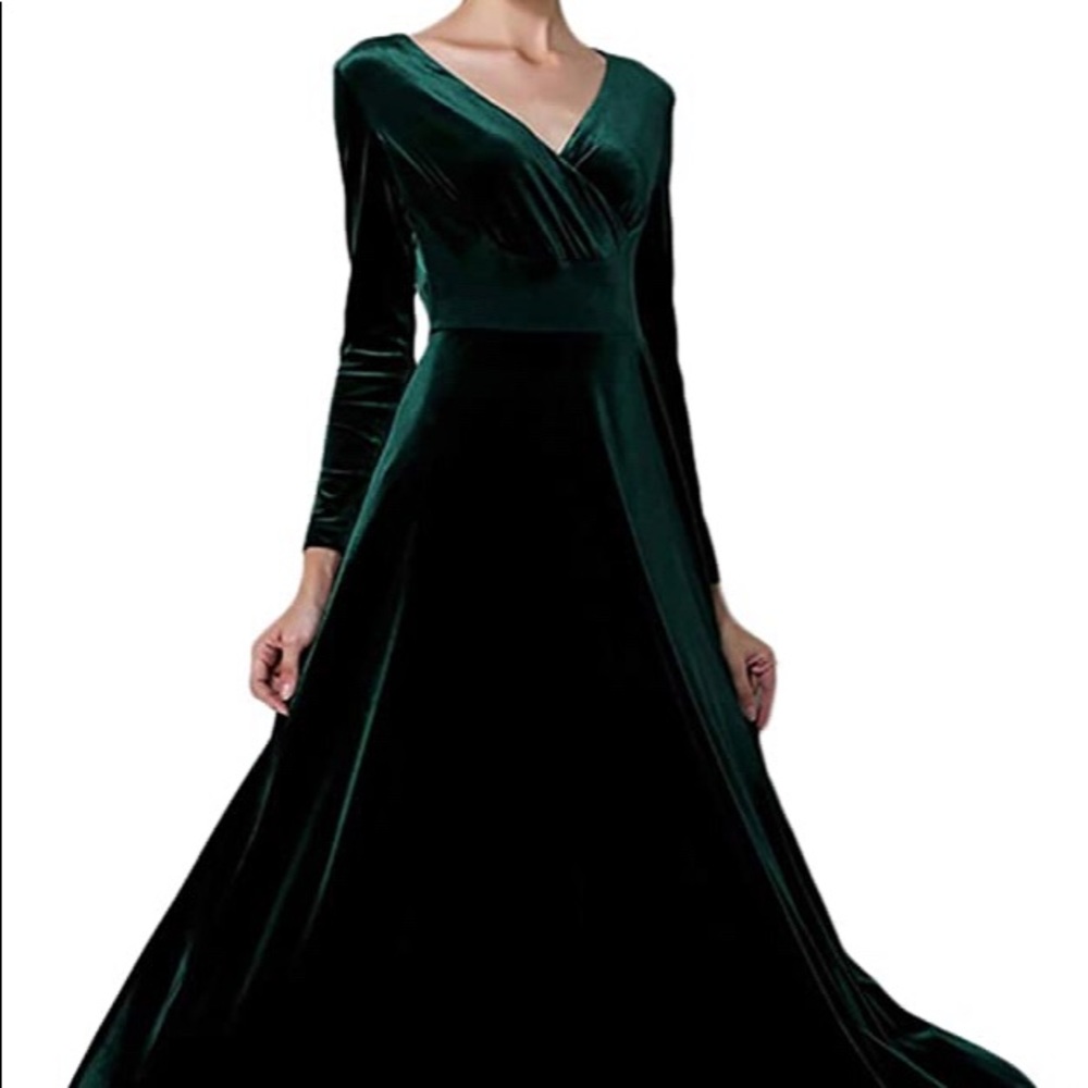 Green Velvet Maxi Dress